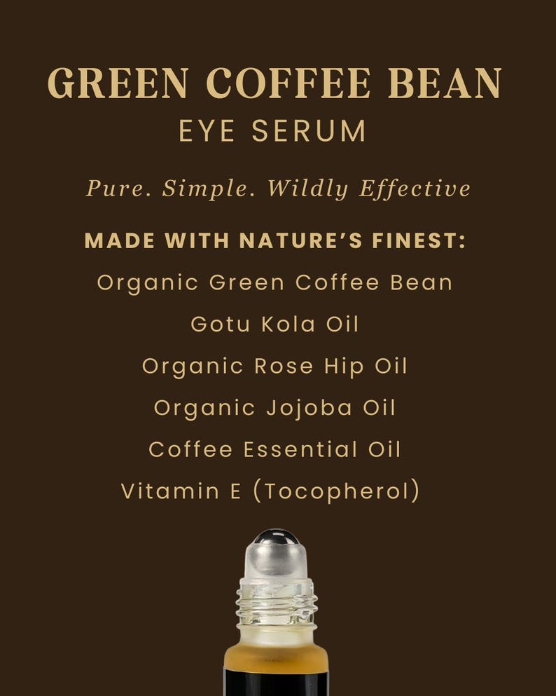 Suero para ojos con rodillo de café verde / Aceite antioxidante totalmente natural imagen 3