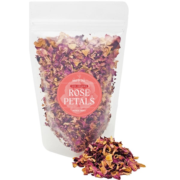 100% Organic Rose Petals • Rosa • No Additives, Pesticides, or Chemicals • Petals