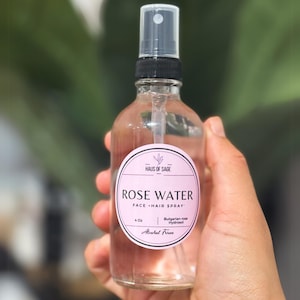 Spray de água de rosas para pele e cabelo • 4 fl. Oz • Sem aditivos, pesticidas ou produtos químicos • Sem álcool • Hidrossol
