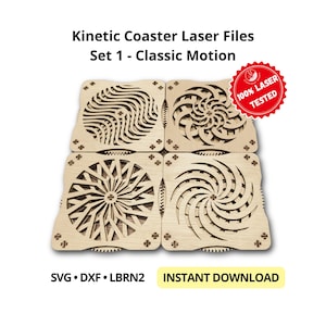 Kinetic Coaster Laser Files – Set 1 | 4 Designs | LightBurn SVG DXF | Digital Download