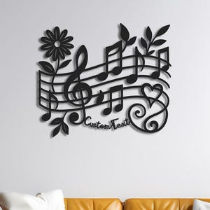 Personalized Metal Music Wall Art,Musician Gift, Custom Name Music Notes Metal Sign, Music Note Metal Wall Art with Custom Text, Music Decor