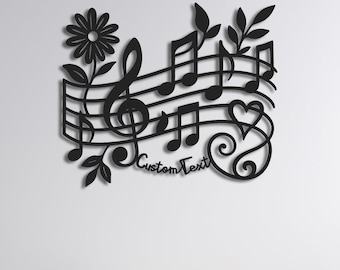 Personalized Metal Music Wall Art,Musician Gift, Custom Name Music Notes Metal Sign, Music Note Metal Wall Art with Custom Text, Music Decor