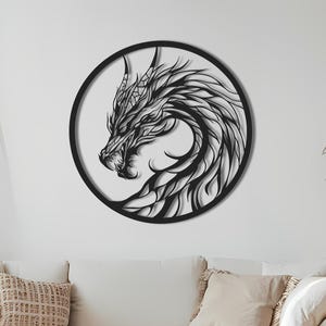 Ancient Dragon Metal Wall Decor, Dragon Metal Black, Dragon Decor, Ancient Theme of Dragon, Fierce Dragon Metal Wall Art