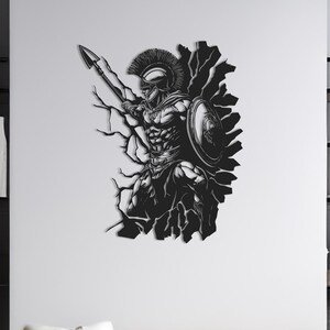 Spartan Warrior Metal Wall Art, War Decor, Ancient Greek Soldier, Gladiator Silhouette, Battle Scene, Gladiator Warrior Metal Wall Art