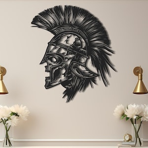 Undead Spartan Warrior Silhouette Metal Wall Art, Timeless Military Artwork, Greek Soldier Art, Gladiator Silhouette, Bold Heroic Design