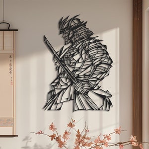 Ancient Samurai Laser Cut Metal Wall Art - Detailed Modern Silhouette for Home Decor, Perfect Gift for Samurai and Art Lovers
