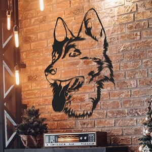 Happy Wolf Metal Wall Art, Metal Wolf Decor, Unique Home Decor, Forest Decor, Wildlife Lover Gift, Wolf Living Room Decor