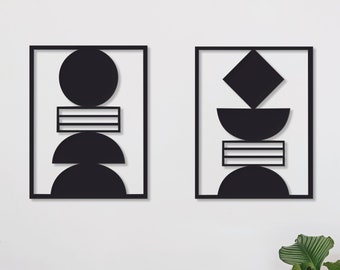 2 Piece Metal Wall Art, Metal Wall Decor, Wall Hangings, Home Decoration, Living Room Wall Art, Geometric Wall Art, Line Art,Christmas Gift