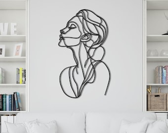 Detailed Woman Line Art Silhouette, Elegant Minimalist Decor, Unique Home Art, Metal Line Art Woman, Line Art Decor, Modern Metal Home Decor