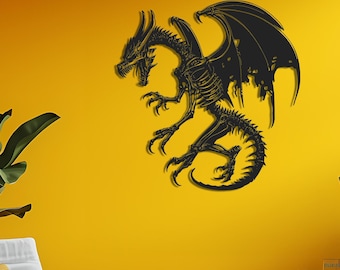 Decorazione murale in metallo raffigurante un drago antico - Design moderno e dettagliato tagliato al laser, perfetto per decorare casa e ufficio - Regalo unico per gli amanti del fantasy, drago