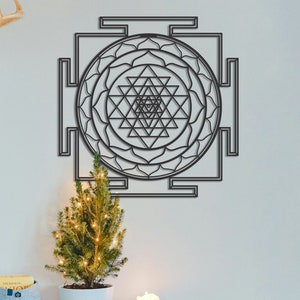 Sri Yantra Sacred Geometry Metal Wall Art Mandala Home Office Decor ...