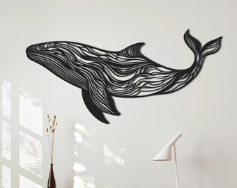 Whale Metal Wall Art, Metal Whale Sculpture, Blue Whale Metal Wall Art, Line Art, Ocean Themed Art, Nautical Decor, Pool Decor