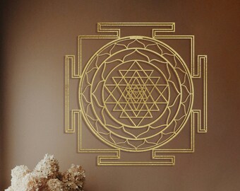 Sri Yantra Metal Wall Art - Sacred Geometry Decor, Gold Torus Mandala For Living Room, Meditation Space (24x24 Inches) - View #11