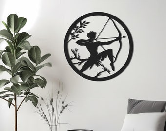 Silueta detallada del signo zodiacal Sagitario, decoración astrológica única, arte celestial para el hogar, horóscopo, astrología, arte mural de Sagitario, zodíaco