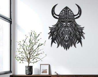 Strong Viking Warrior Metal Wall Art, Detailed & Modern Laser Cut Design, Unique Home Decor - Handcrafted Steel Silhouette, Viking Warrior
