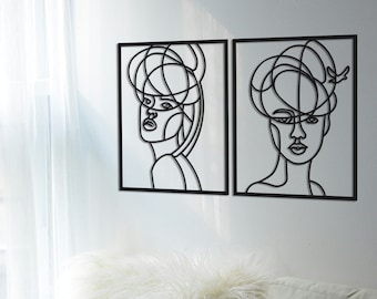 Metal Line Art, Woman Metal Wall Art, Bathroom Wall Decor, Minimalist Wall Art, Wall Hangings, Modern Wall Decor, Bedroom Wall Decor