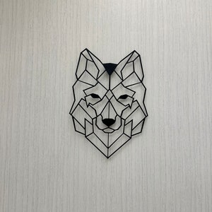 Decoración de pared de lobo, husky geométrico, regalos de lobo, decoración de lobo geométrica, decoración de lobo de alambre, diseño minimalista, decoración de pared de guardería, regalo de Navidad
