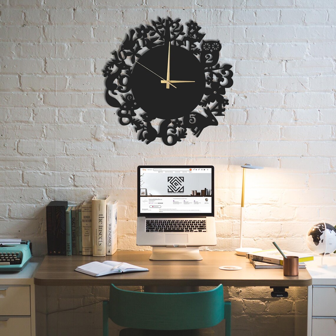 Laser Cut Metal Wall Art Clock Modern Forest Silhouette Design Unique ...