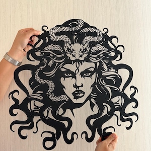 Metal Medusa Wall Art, Greek Mythology Home Decoration, Gothic Room Decor, Medusa Gaze Metal Wall Art, Snake Haired Medusa Silhouette