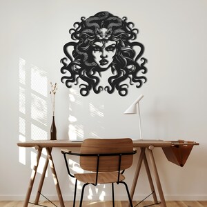 Metal Medusa Wall Art, Greek Mythology Home Decoration, Gothic Room Decor, Medusa Gaze Metal Wall Art, Snake Haired Medusa Silhouette