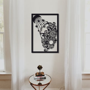 Flowerwoman,Female silhouette, Women Metal Wall art, Feminist wall art, Metal Wall Hanging, Interior Wall Decor, Moonwoman, Starwoman Art,