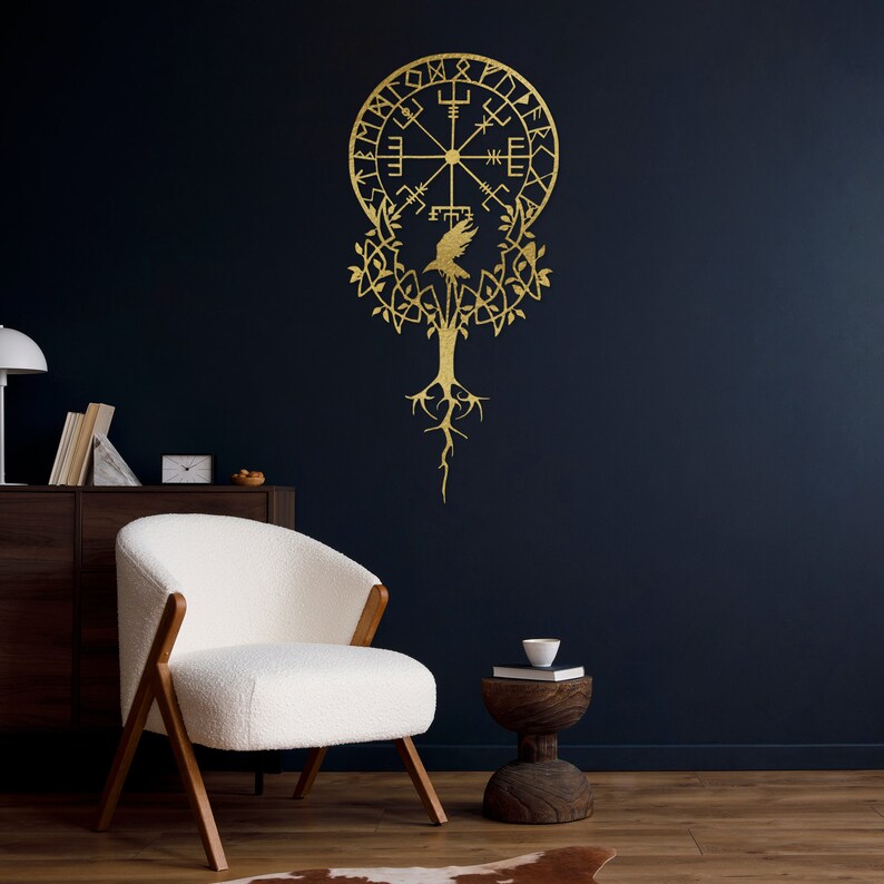 Viking Wayfinders Wall Decor, Vegvisir Metal Wall Art Decor, Normans