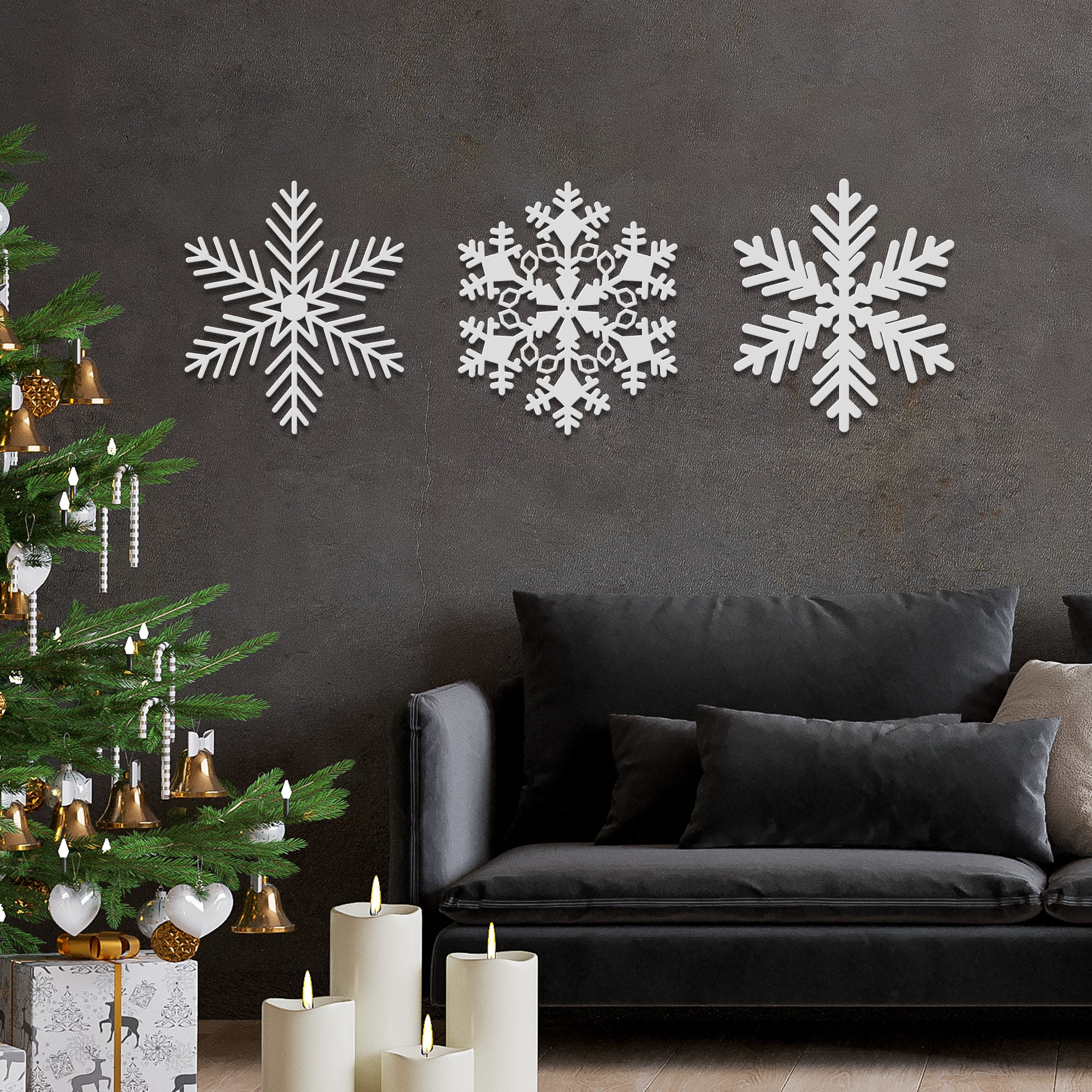 Metal Wall Art for Christmas, Snowflake Metal Wall Art, Snow Crystal