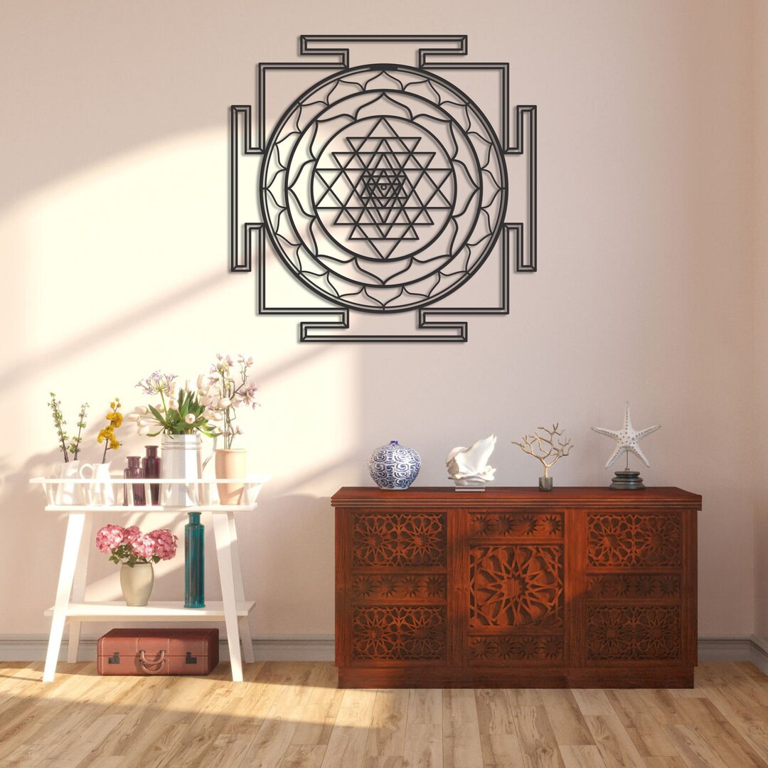Sri Yantra Sacred Geometry Metal Wall Art Mandala Home Office Decor ...