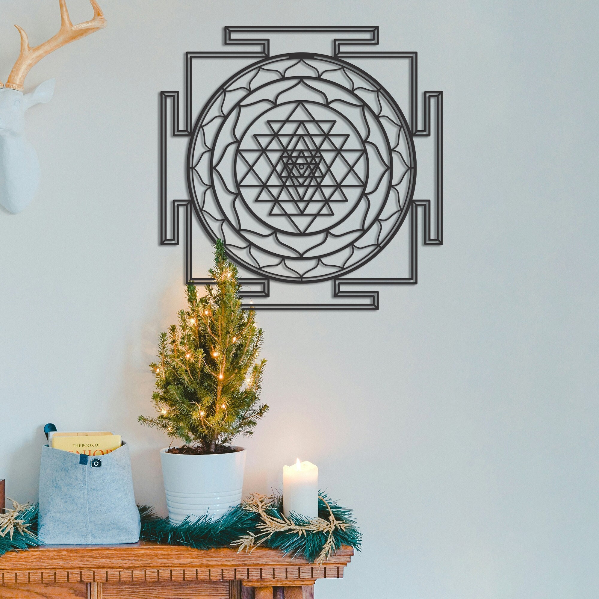 Sri Yantra Sacred Geometry Metal Wall Art Mandala Home Office Decor ...