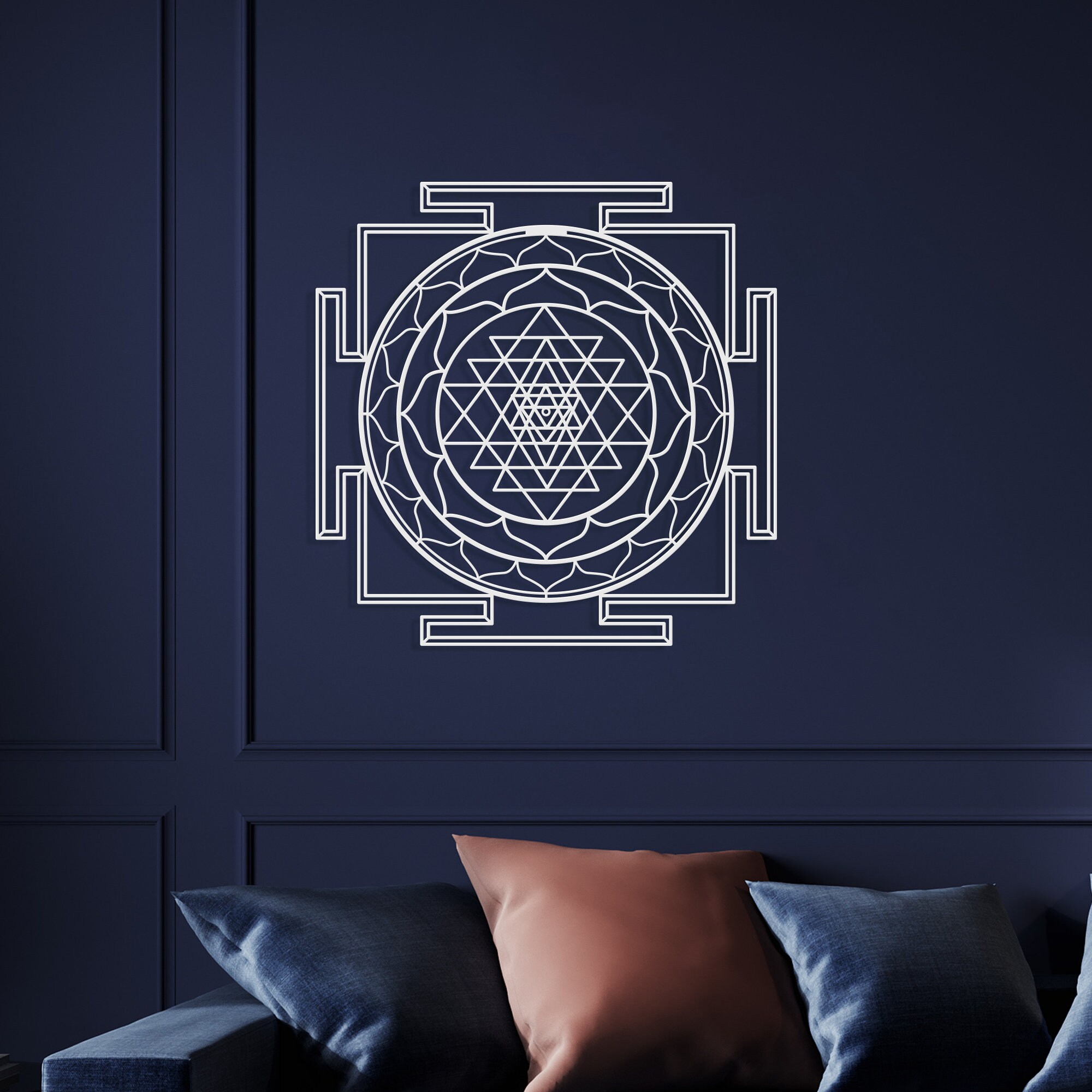 Sri Yantra Sacred Geometry Metal Wall Art Mandala Home Office Decor ...