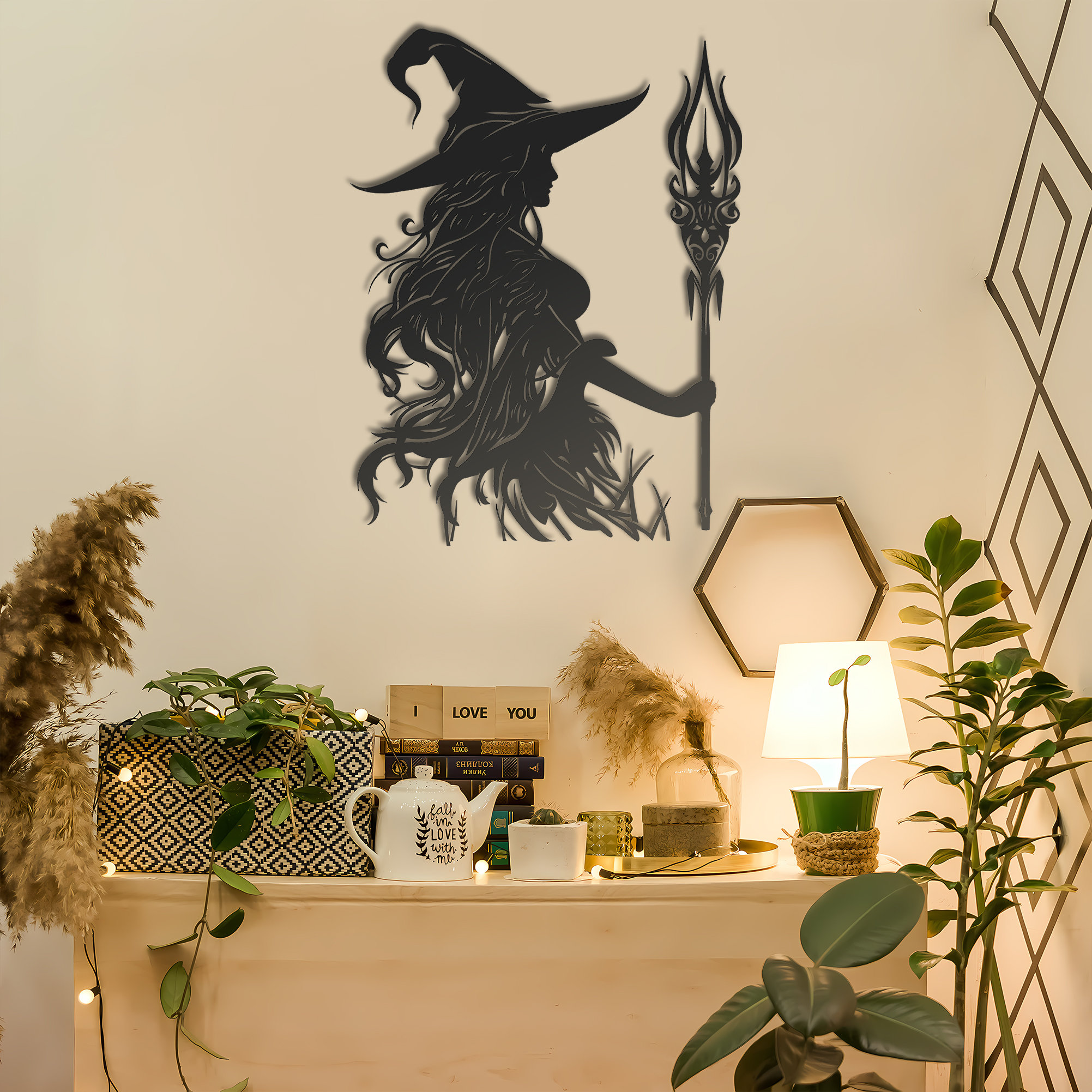 Gothic Witch Silhouette Metal Wall Art,modern Laser Cut Decor, Detailed ...