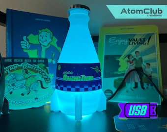 Fallout 4 Nuka Cola Glass Rocket Bottle + 10 Bottle Caps Replica Figure