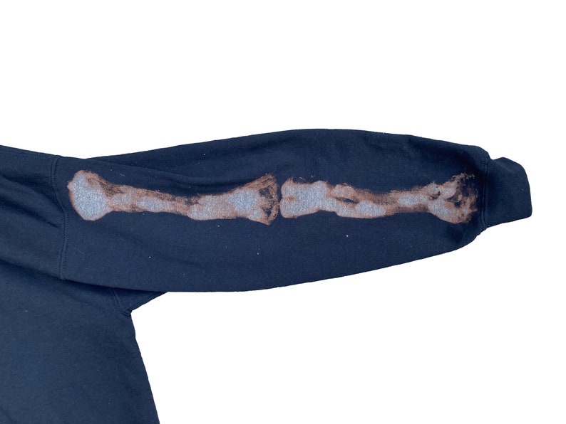 Hoodie Bleach Skeleton Hoodie Handmade Bleached Sweatshirt Bleached