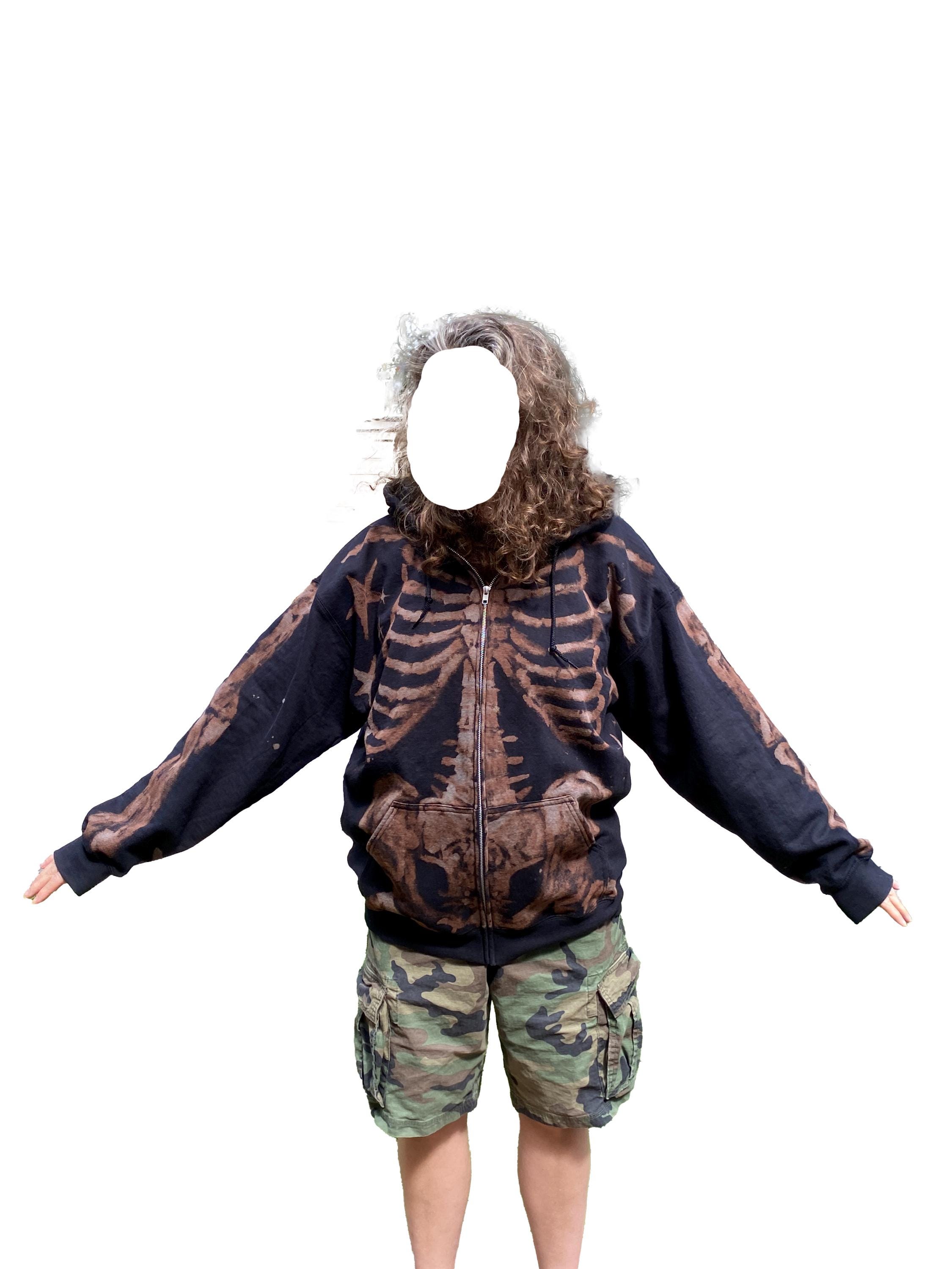 Front and Back Zip-up Bleach Star Skeleton Hoodie Handmade