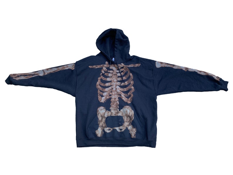 Hoodie Bleach Skeleton Hoodie Handmade Bleached Sweatshirt Bleached