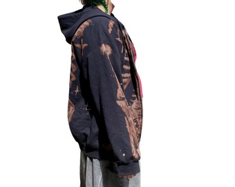 Front and Back Zip-up Bleach Star Skeleton Hoodie Handmade