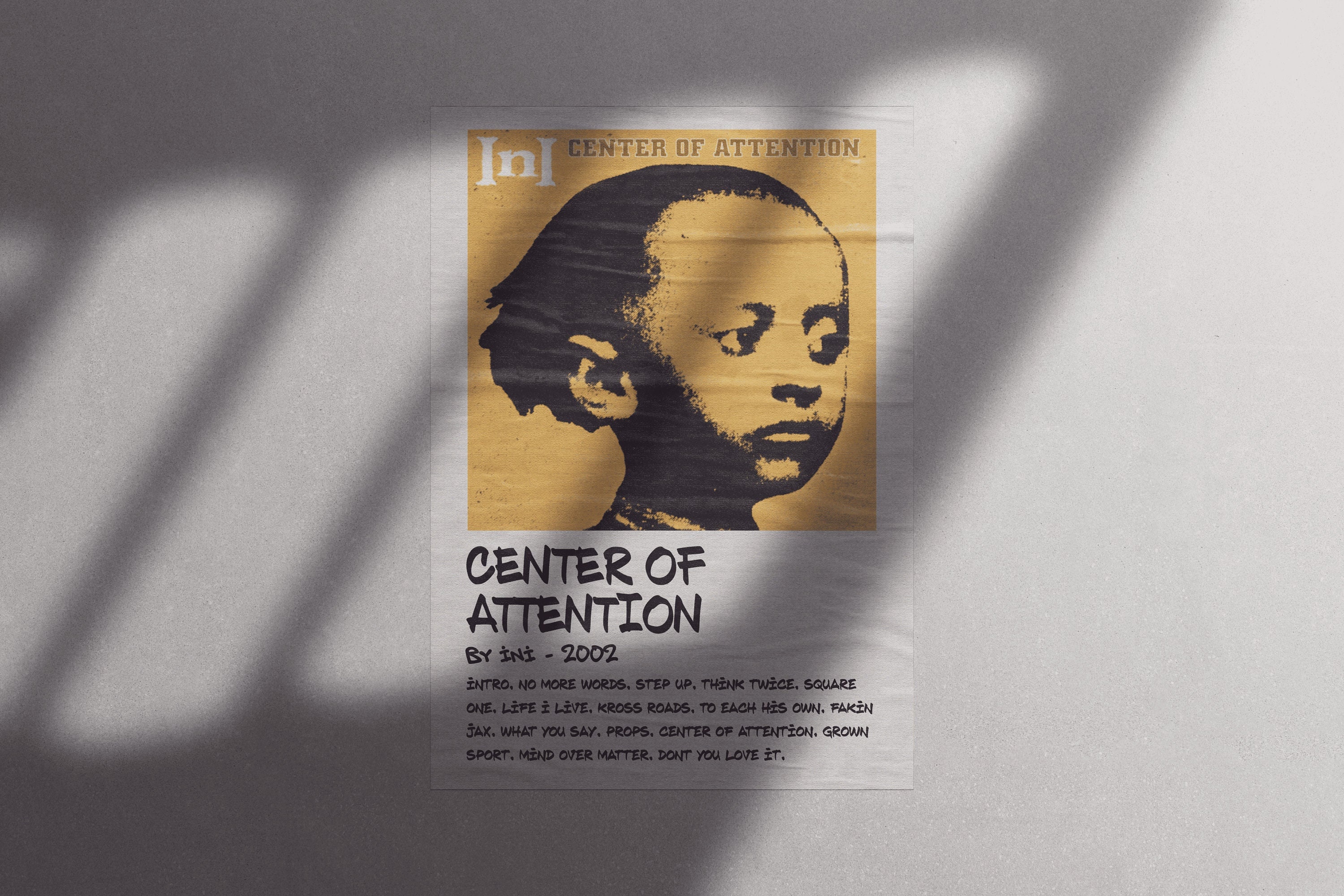 Ini - Center of Attention Album Poster | Vintage Rap Decor Ini - Center of Attention Album Poster | Vintage Rap Decor