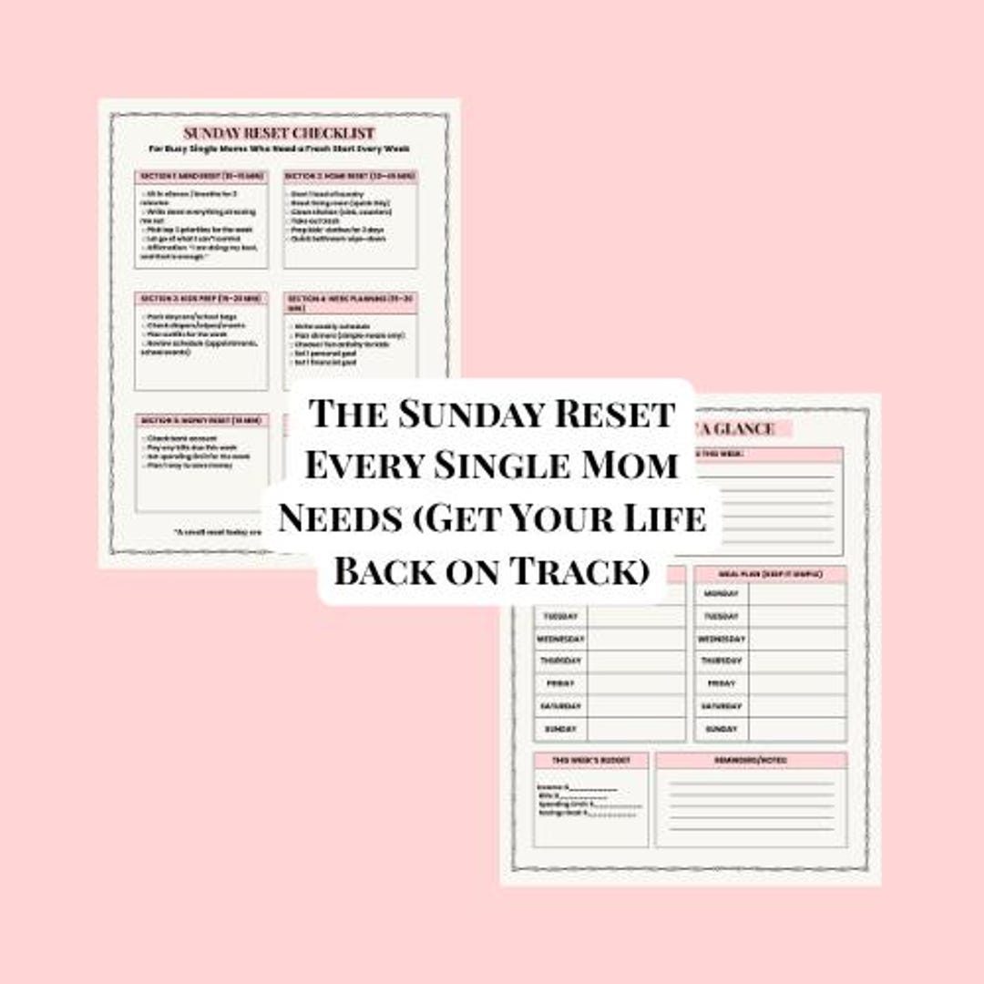 Single Mom Weekly Reset Checklist | Sunday Routine Planner (digital ...
