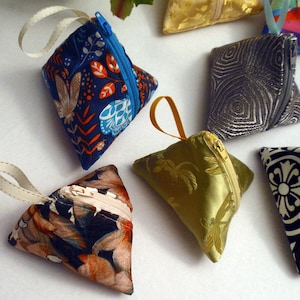 Pyramid Pouch Triangle Bag with Handle - Coin - Dice Purse - Assorted Patterns and Colors