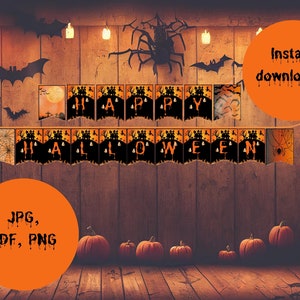Halloween decoration garland | Happy Halloween | Banners | print immediately | PNG, PDF, JPG | indoor-outdoor decoration | Decoration inside & outside