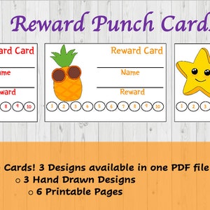 Cartes de récompenses imprimables pour enfants | Système de récompense par carte perforée | Carte de corvée de responsabilité | Coupons de récompenses incitatives pour la salle de classe et la maison
