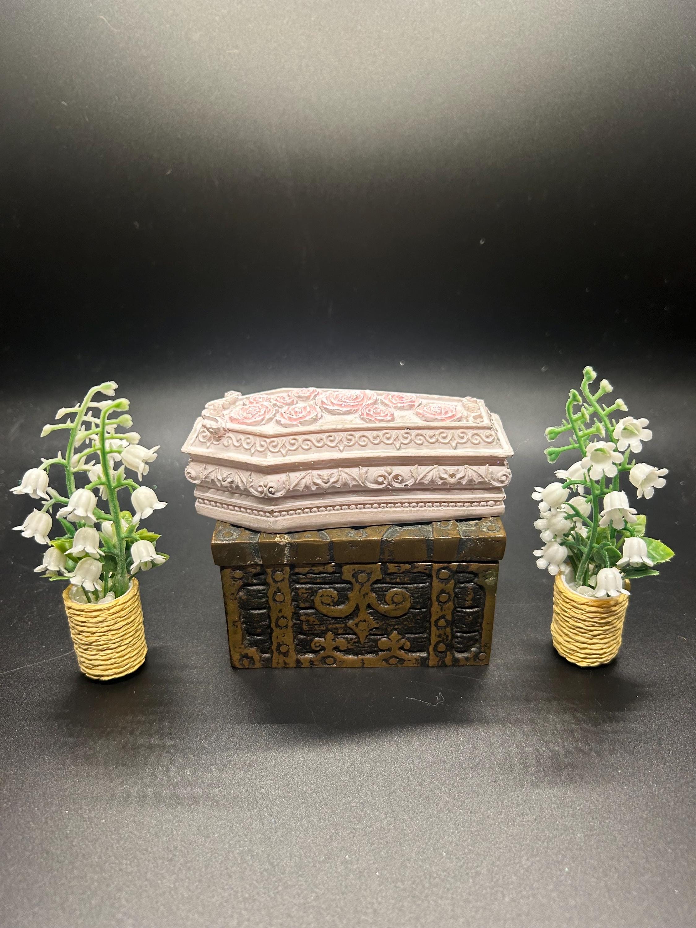 Miniature Pink Coffin with Roses