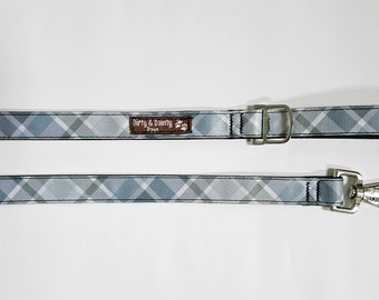 Boho Blue Plaid Dog Leash: Waterproof, Eco-Friendly, 6 ft