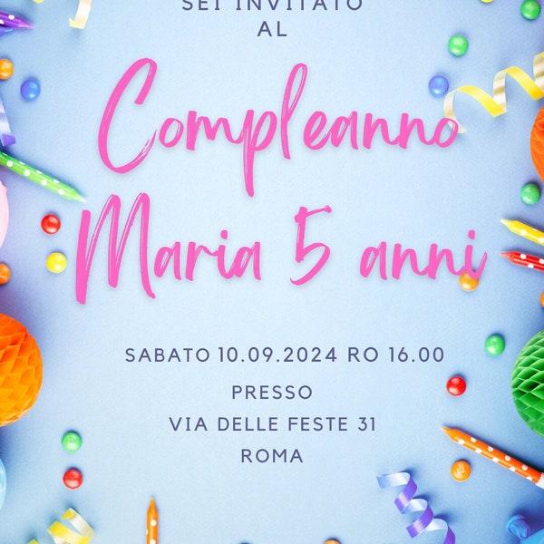 Invito Compleanno Digitale Festa Party su whatsapp