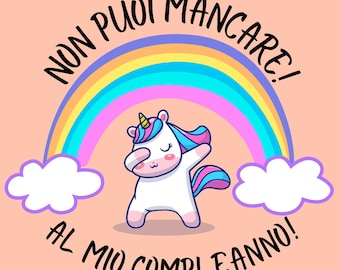 Invito Compleanno digitale Whatsapp - Grafica Personalizzata - Invito personalizzato - Compleanno bimbo bimba - Tema unicorno