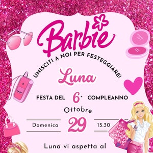Invito Digitale Barby  - Compleanno B.a.r.b.i.e invito festa di compleanno  - Invito personalizzato - invito whatsapp - Invito bimba Barb..