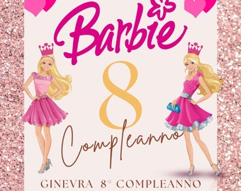 Invitación Digital Princesa - Cumpleaños de niña - Invitación fiesta de cumpleaños - personalizada - whatsapp - Invitación de niña Barb..