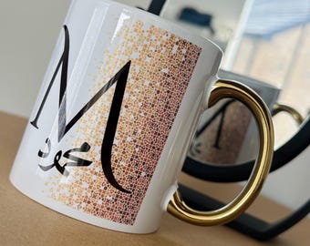 Personalised Arabic Name Mug – Custom Initial – Islamic Gift for Him & Her – Arabic Calligraphy Coffee Cup