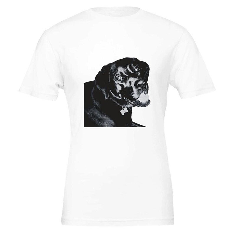 Happy Lab uniseks T-shirt met ronde hals | Premium Bella + Canvas 3001 katoenen T-shirt | Half lab, half geweldig White
