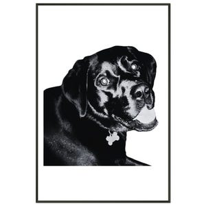 Happy Lab ingelijste poster | Premium mat metalen frame | Half Lab Half Amazing Eco Art